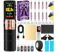 NEDPAIN Wireless Tattoo Machine Pen Set, Adjustable Stroke, 1.47 in, 2400mAh, Dotting and Memory Function, Complete Tattoo Machine Pen Set for Beginners and Artists, Professional Tattoo Equipment