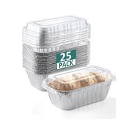 NEEBAKE 25 Pack 6x3.5x2 Disposable Aluminum Loaf Pans with Lids - 1 Lb Mini Loaf Pans, Small Aluminum Tin Foil Baking Pan, Food Containers for Baking, Cakes, Bread, Meat, Loaves
