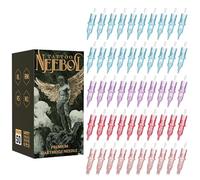 Neebol 50Pcs Tattoo Cartridge Needles Assorted Mixed Sizes - #12(3/5/7/9RL、5/7RS、7/9/15RM、15M1) - Professional Tattoo Needles Cartridges for Lining & Shading Disposable Membrane for Tattoo Pen