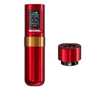 NEEBOL Wireless Tattoo Gun Rotary Tattoo Machine LED Display Screen 8 Hour Battery Life Extra Battery Permanent Tattoo Art High-end Tattoo Pen Equipment Supply Makeup Gift (Red)