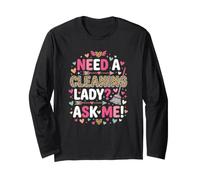Need A Cleaning Lady Ask Me Leopard Cleaning Lady Long Sleeve T-Shirt