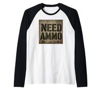Need Ammo Military Graffiti Army Stencil Bullets Design Raglan Baseball Tee