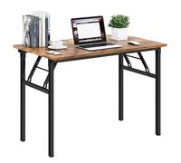 Need Folding Desk for Home Office 39-3/8 inch Length Modern Folding Table Computer Desk No Install Needed Rustic Brown Desktop Black Frame AC5FB(100 * 60)