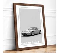 Need for Speed Retro Framed Wall Art Print A1 Walnut