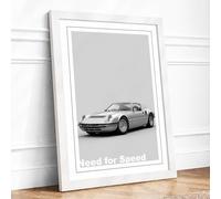 Need for Speed Retro Framed Wall Art Print A1 White