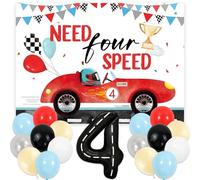 Need Four Speed Birthday Decoration Need Four Speed Balloons Backdrop Racing Car 4th Birthday Decoration Boys 4th Theme Party Supplies Car Balloons