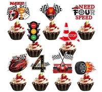 Need Four Speed Birthday Decorations - 36 Pcs Need 4 Speed Birthday Decorations Race Car Cupcake Toppers for Boy Racing Sports Themed Baby Shower 4 Year Old Party Supplies