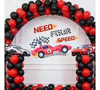 Need Four Speed Wall Decal Racing Birthday Party Decoration Happy 4th Birthday Wall Decoration Red Black