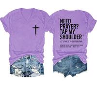 Need Prayer Tap My Shoulder Shirt Need Prayer Tap My Shoulder V-Neck Shirt Christian Bible Verse T-Shirt