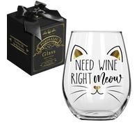 Need Wine Right Meow Wine Glass Birthday Gift for Cat Lover, Mothers Day Gift, Humor Cat Lover Gift for Women, Fun Gag Pet Lover Wine Glass, Christmas Gift for Cat Mom Friends Cat Owner Cat Lady