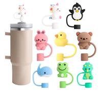 Needbrock 8 PCS Straw Covers Cap, Straw Cover for Stanley 30&40 Oz Tumbler, Silicone Straw Topper Cute Straw Caps in Various Shapes, Reusable Straw Tip Covers for 0.4 Inch/10 mm Straws