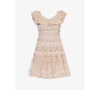Needle and Thread Womens Sand Everthine Sequin-embellished Recycled-polyester Mini Dress 14