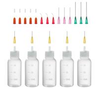 Needle Bottle Applicator 30ml 5Pcs, Precision Needle Tip Glue Bottle with 14 Dispensing Fine Needles and 12 Caps for DIY Craft Refilling Glue, Acrylic Paint, Oil (30ml)
