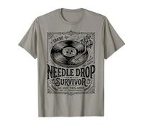 Needle Drop Survivor Retro Turntable Vinyl Graphic T-Shirt