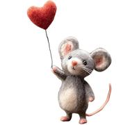 Needle Felted Mouse Valentine’s Day Gift, Valentine Felt Mice Figurines Handmade Wool Felt Mouse Ornament for Tiered Tray, Shelf and Tabletop Home Décor (D)