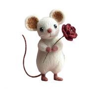 Needle Felted Mouse Valentine's Day Gift, Wool Felt Mice Mouse Decor Felted Mice Figurine Ornament, Felt Mouses Ornaments Tiered Tray Tabletop Decor Gift for Valentines Day Women Girl (K)
