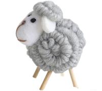 Needle Felting DIY Kit Sheep Ornament Non Woven Fabric Curly Wool Decoration Christmas Craft Supplies Assorted Colors Handmade Project 1pc(Gray)