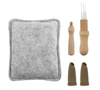 Needle Felting Kit 1 PCS Needle Felting Easusy DIY Pad, 2 Needles Wood Handle Tool with A Pair of Finger Cots, Double Sided Grey Mat for DIY Project 15 x 12.5 cm, Tool Kits for Beginners Adults.