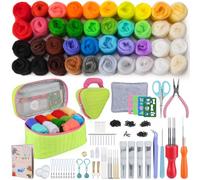 Needle Felting Kit, Felting Kit for Beginners, Needle Felting Supplies with 40 Colors Wool Roving, Felting Needles(Spiral, Cone, Triangle) and Wool Felting Pad for DIY Decoration