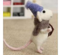 Needle Felting Kit for Beginners,Mice Needle Felting Starter Kit,Wool Felt Handmade Decorations Mouse,Unfinished Wool Felt Mouse Craft Kit for Beginner DIY Craft