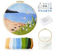 Needle Felting Kit, Needle Felting Kits for Beginners, Wool Felt Supplies with Wool Felt Needle Picture Frame Foam Pad Instruction Felting Kits for Beginners Adults for Home Decoration DIY Craft