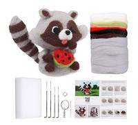 Needle Felting Kit Needle Felting Supplies Needle Felting Starter Kit Raccoon Animal Doll with Wool Roving, Felting Needles, Foam Mat and Wool Felting Supplies for DIY Felting Wool Projects