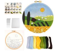 Needle Felting Kit, Wool Painting Felt with Instructions Picture Frame pad and Tools, Needle Felting Kit for Beginners Kids Adults, Felt Painting Kit for Home Office Decoration