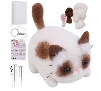 Needle Felting Kits: DIY Kit For Beginners, Foam Mat Tools, Finger Cots With Wool Pad, 6 Pcs Cat Animal Crafts | Felt Kit
