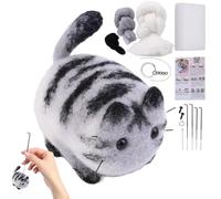 Needle Felting Kits: DIY Kit For Beginners, Foam Mat Tools, Finger Cots With Wool Pad, 6 Pcs Cat Animal Crafts | Felt Kit