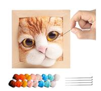 Needle Felting Kits - Wool Felting Kit Cat, Cat Needle Felting Kits | Cute Decorative Photo Frame Cat Head Felting Craft, Animal Cat Handcraft Felting Kit with Step by Step Instruction for Beginners