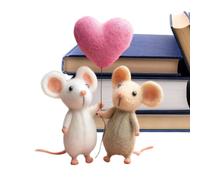 Needle Felting Mouse, Handmade Decoration in the Shape of Charm and Souvenir, Table Ornaments for Couple of Mice Made of Wool | For Home, Family, Friends, Office, Interior, Party Collection