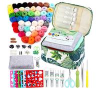 Needle Felting Starter Kit with Exquisite Green Storage Bag, Wool Roving 50 Colors Set, Felting Tools Kit for Felted Animal Needle Felting Supplies