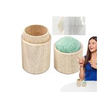 Needle Holder Case - Wooden Craft Storage, Compact Sewing Organizer | Lid Box Container for Needlework Tools, Quilting Supplies and Upgrade Stitching Basics for Home Travel Hobby Crafting Station