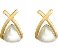 Needle Light Luxury Simple Pearl Stud Earrings Female Super Fairy Temperament Cross Stud Earrings Costume Jewelry Sets For Women Fashion professionals