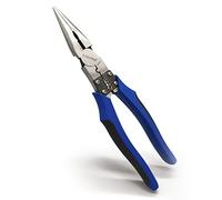 Needle Nose Pliers-KAIHAOWIN 9'' Heavy Duty Chrome-Vanadium Steel Long Pliers-Crimper Winding Pinching Function Side Cutters-Multitools Industrial Combination Wire Stripper Cutters (KH012)
