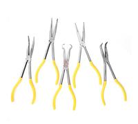 Needle Nose Pliers Set, Long Needle Nose Pliers 5Pcs Long Straight Needle Nose Pliers O Shape Clamp Long Pliers with Non Slip Handle for Jewelry Making,Wrapping,Bending