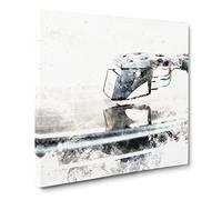 Needle of the Record Player Watercolour Modern Canvas Wall Art Print Ready to Hang, Framed Picture for Living Room Bedroom Home Office Décor, 14x14 Inch (35x35 cm)