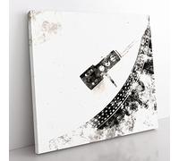 Needle of the Turntable Watercolour Modern Canvas Wall Art Print Ready to Hang, Framed Picture for Living Room Bedroom Home Office Décor, 50x50 cm (20x20 Inch)