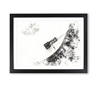 Needle Of The Turntable Watercolour Modern Framed Wall Art Print, Ready to Hang Picture for Living Room Bedroom Home Office Décor, Black A2 (64 x 46 cm)