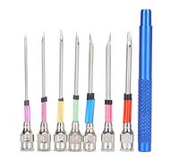 Needle Punch Kit, 7 Steel Pieces Embroidery Stitching Punch Needles Set Knitting Art Needles with Handle, Embroidery Craft Tool Punch Needle Embroidery Kits for Adults Beginners