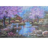 Needle Stitch kit Half Tapestry Cross Stitch Tapestry Embroidery kit 70x47cm Japanese Garden Cross Stitch Embroidery Set Including Multilayer Cotton Thread[] Bordado con aguja 5D HD cod 583