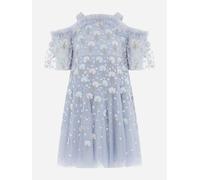 Needle & Thread Girls Dandelion Ditsy Off Shoulder Dress in Blue - Blue - 10 Yrs