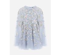 Needle & Thread Girls Ethereal Blooms Cape Dress in Blue - Blue - 5 Yrs