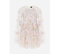 Needle & Thread Girls Ethereal Blooms Cape Dress in Ivory - Ivory - 10 Yrs