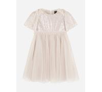 Needle & Thread Girls Paloma Bow Dress in Ivory - Ivory - 6 Yrs