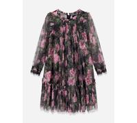 Needle & Thread Girls Rose Vine Long Sleeve Dress in Black - Black - 12 Yrs