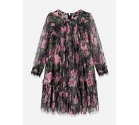 Needle & Thread Girls Rose Vine Long Sleeve Dress in Black - Black - 5 Yrs