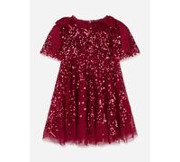 Needle & Thread Girls Sequin Ribbon Bow Dress in Red - Red - 4 Yrs