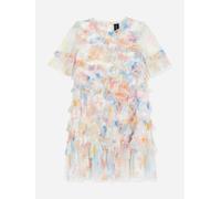 Needle & Thread Girls Tulle Mariannes Floral Scallop Ruffle Dress in White - White - 7 Yrs