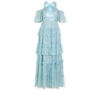 Needle & Thread Primrose Floral-embroidered Tulle Gown - Blue - 12 (UK12 / M)